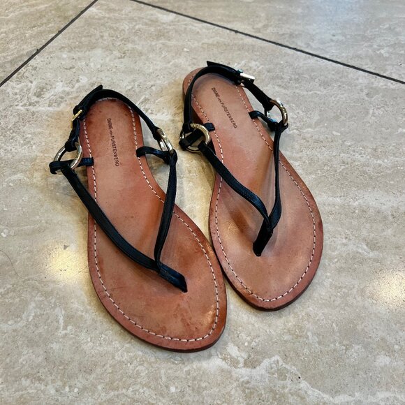Diane Von Furstenberg DVF black thong sandals - Picture 1 of 3